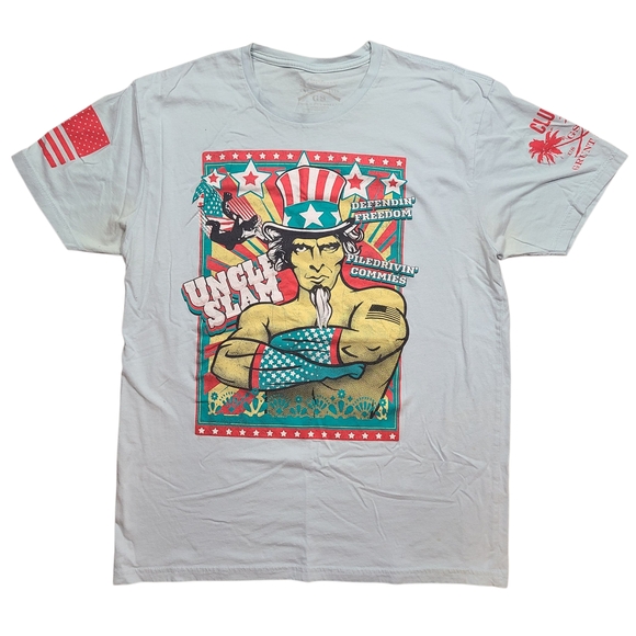 Grunt Style Uncle Slam Graphic T-Shirt Light Blue Large Patriotic USA Wrestling - Picture 1 of 6